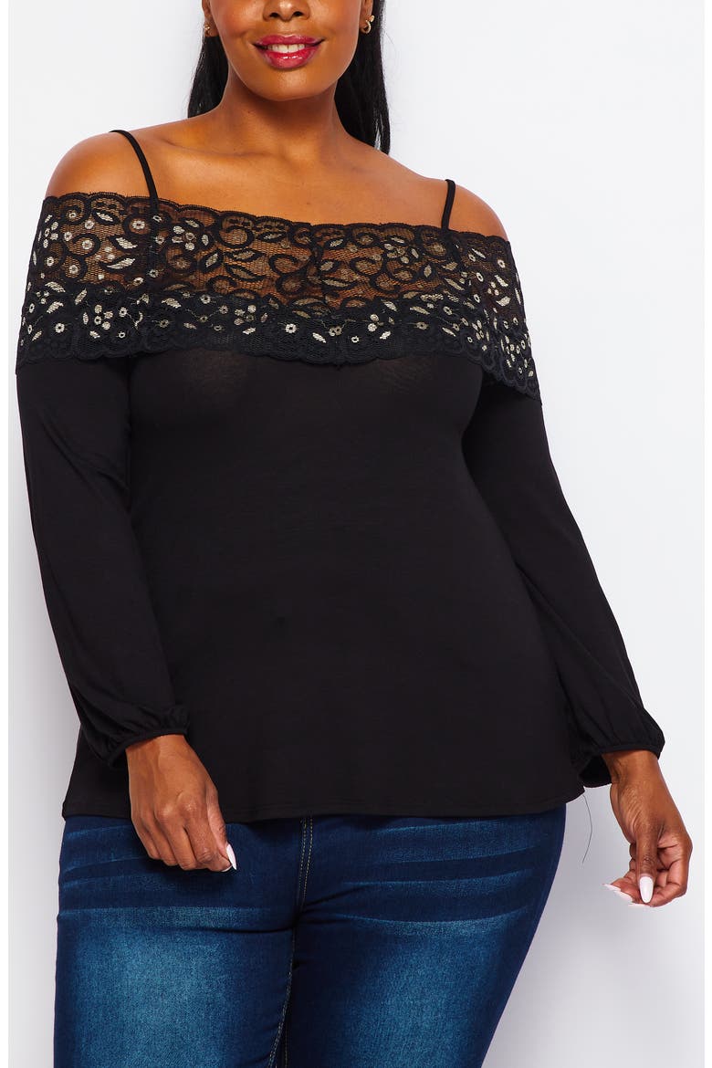 Banded Lace Drop Tunic, Main, color, BLACK