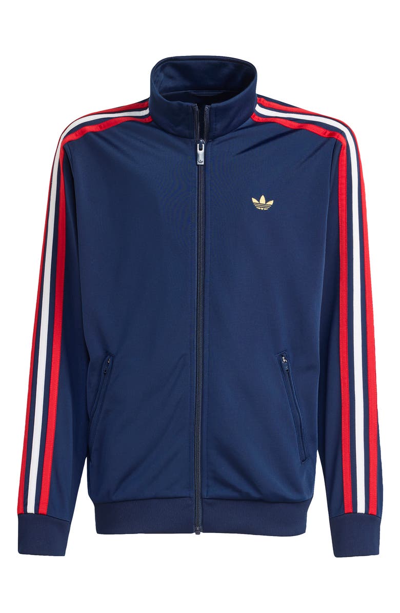 adidas Originals Kids' Firebird Recycled Polyester Track Jacket, Main, color, Night Indigo/Dark Football Gold