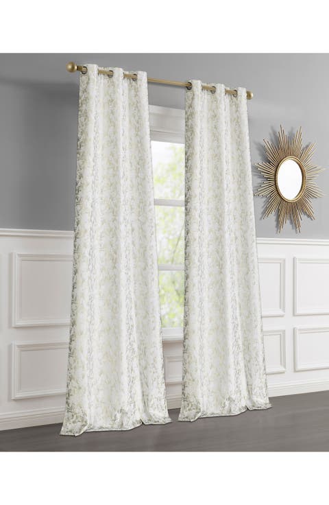 Set of 2 Jacquard Room Darkening Curtains