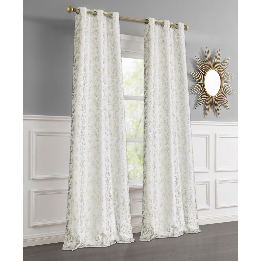 Dainty Home Set Of 2 Jacquard Room Darkening Curtains In White
