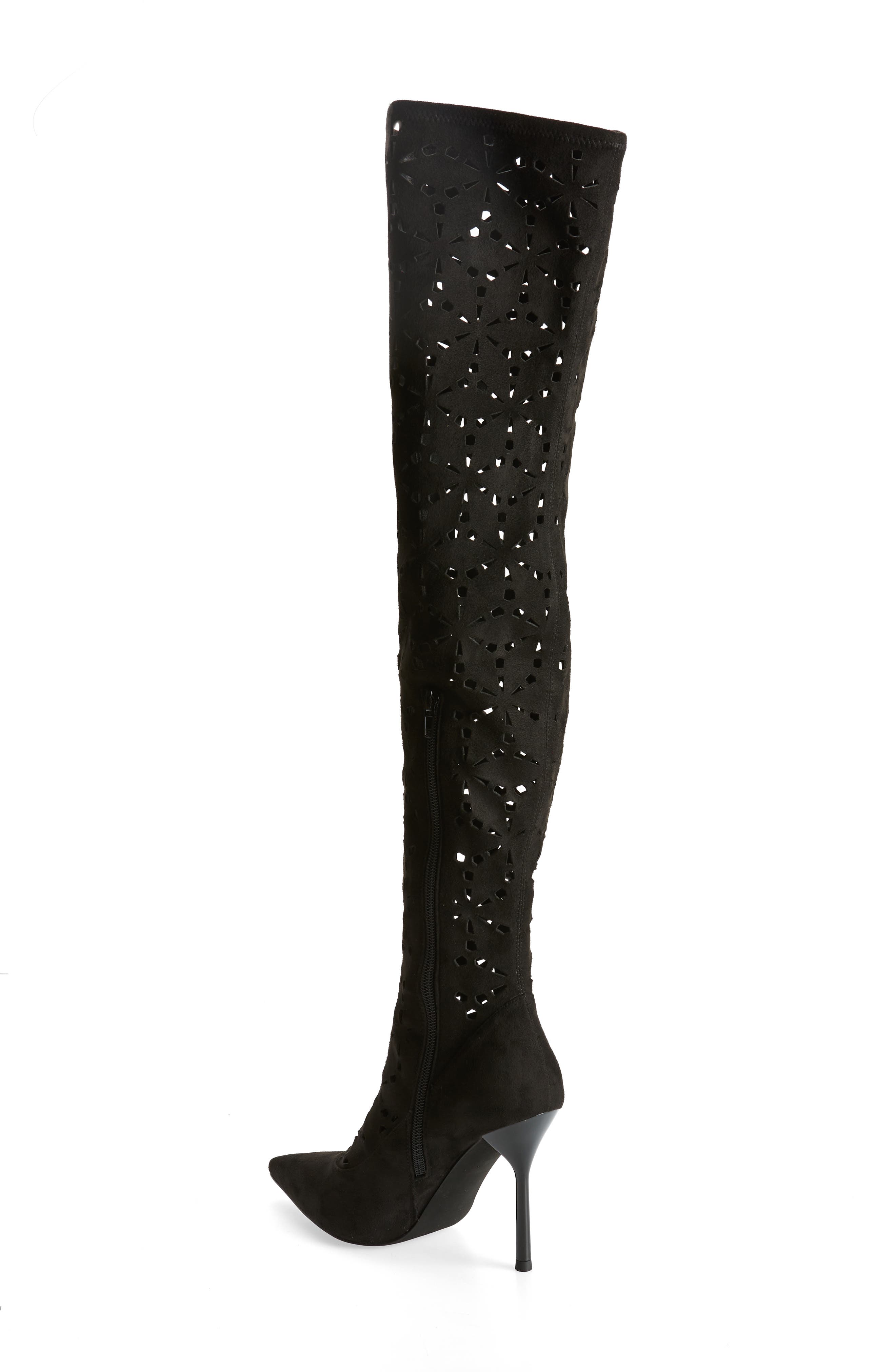 Jeffrey Campbell Adonia Pointed Toe Perforated Over the Knee Boot, Alternate, color, 