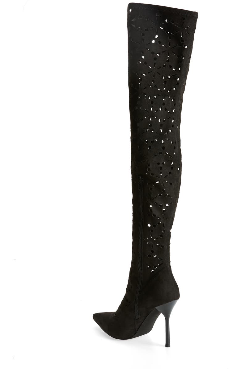 Jeffrey Campbell Adonia Pointed Toe Perforated Over the Knee Boot, Alternate, color,