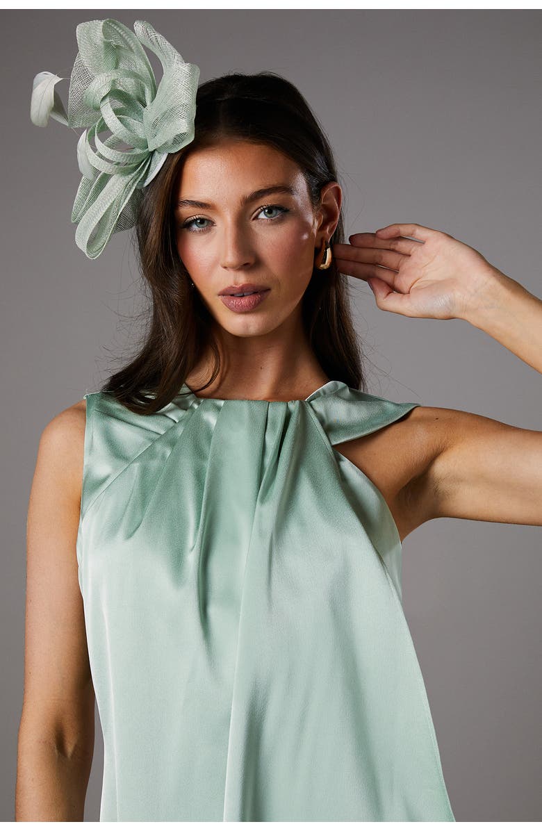 Coast Sleeveless Satin Frill Midi Dress, Alternate, color, Sage