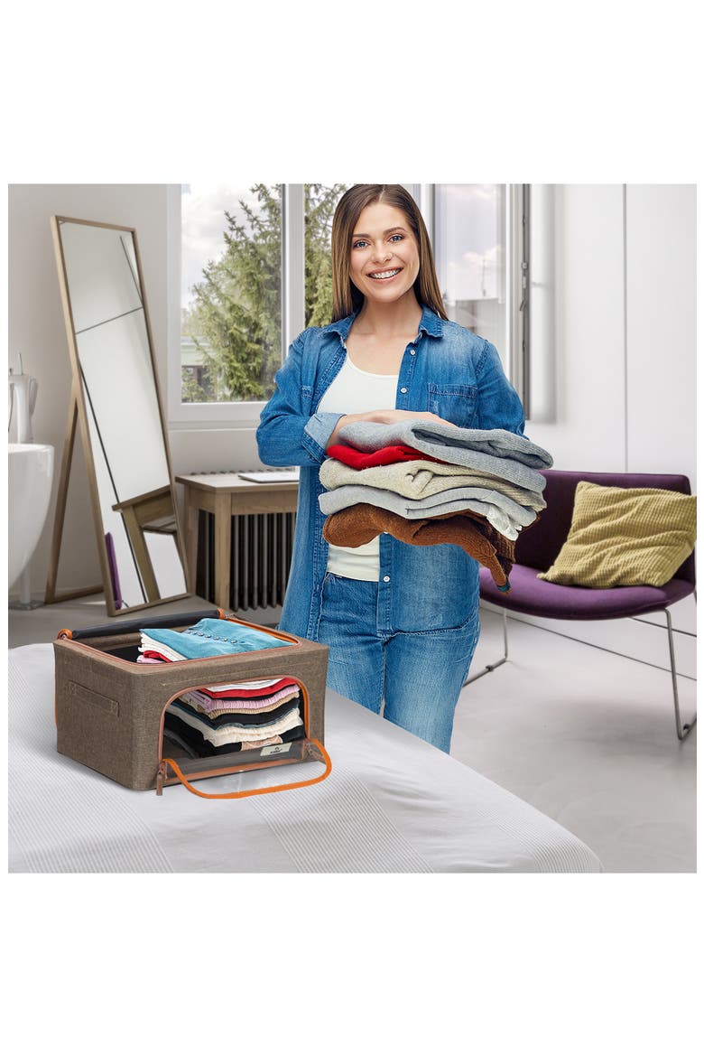4-Pack Foldable Storage Boxes, Alternate, color, BROWN