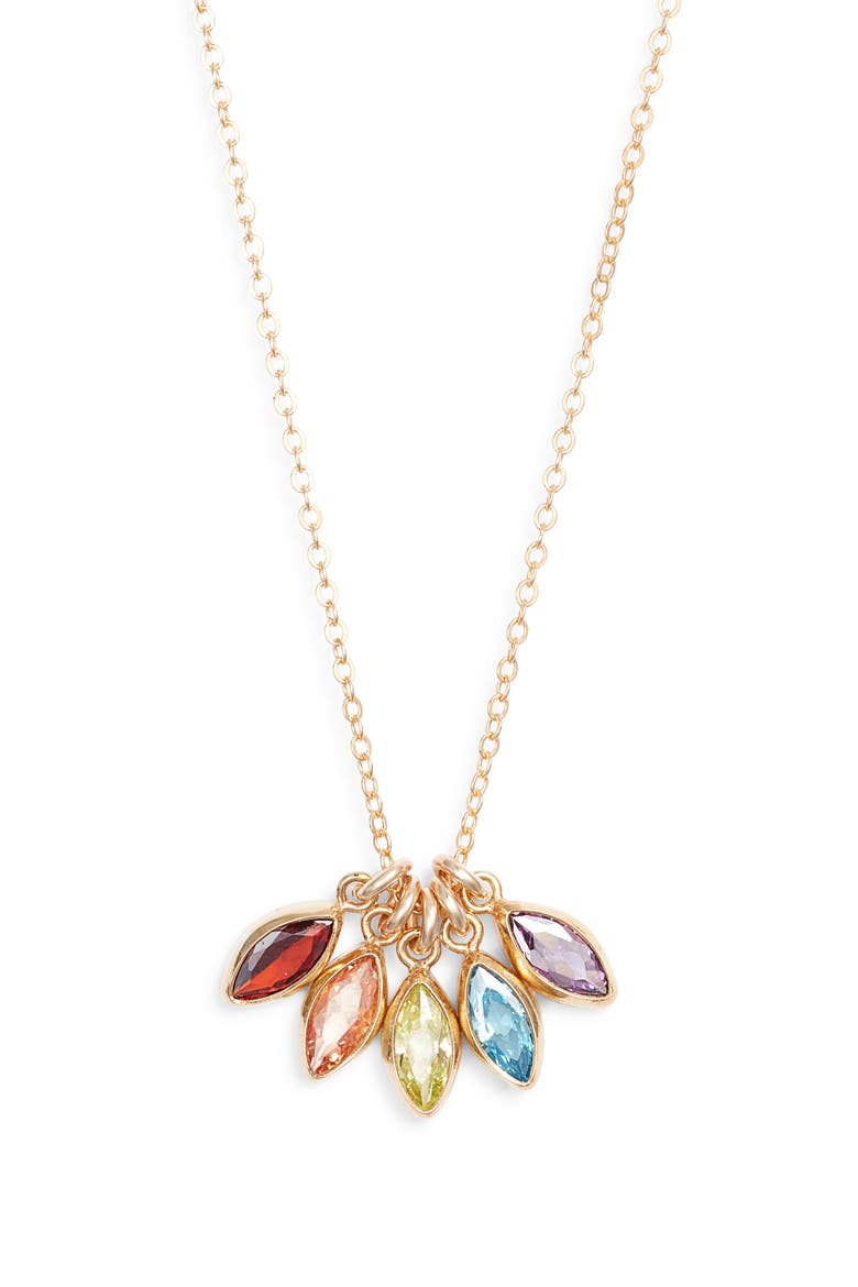 Marquise Multibirthstone Charm Necklace, Main, color, GOLD / 5 CHARMS