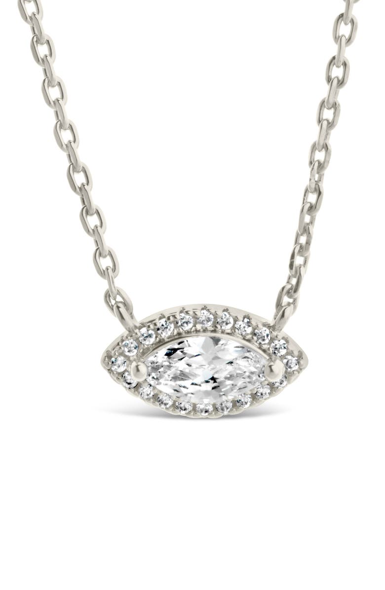 Sterling Forever Jamie Marquise Cubic Zirconia Pendant Necklace, Alternate, color, Silver