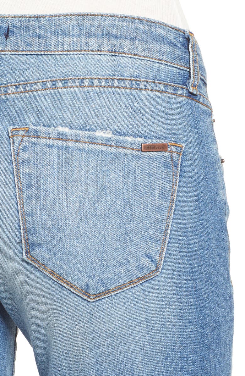 New Women's Stretch Denim Jacket – Distressed Blue, Cropped Waist Length, Sizes 8-14