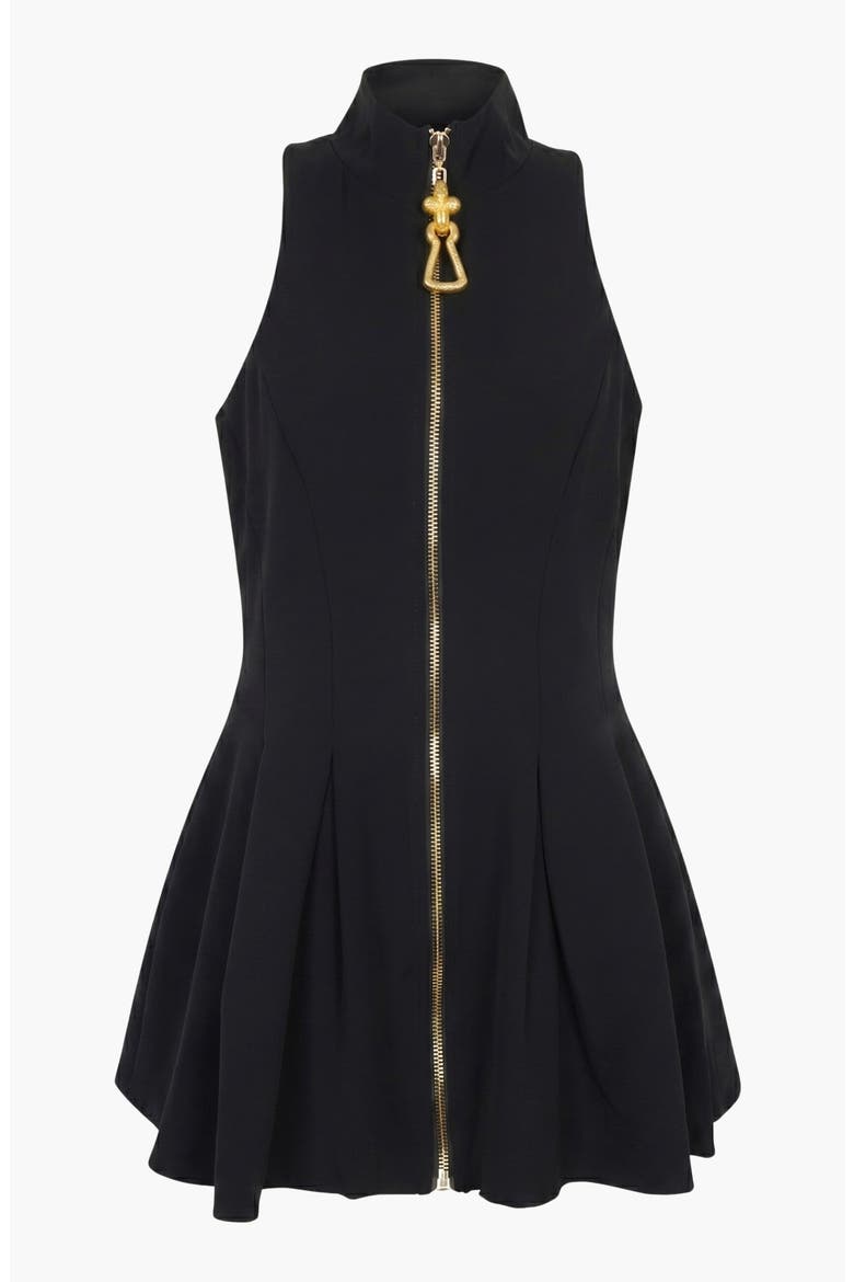 High Neck Zip Mini Dress, Alternate, color, Black