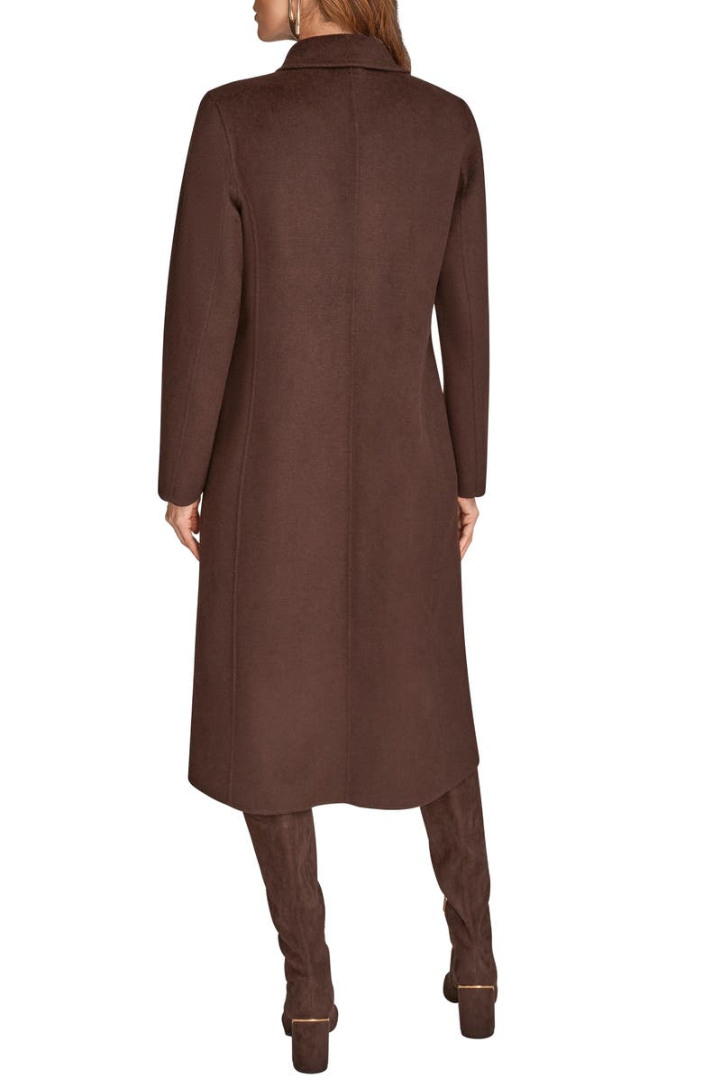 Donna Karan New York Wool Blend Buckle Coat, Alternate, color, Chocolate