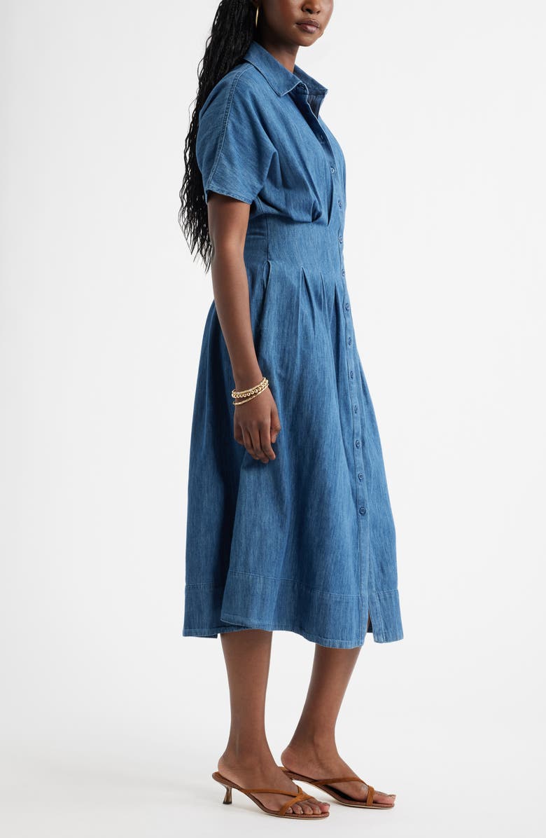 Caslon<sup>®</sup> Short Dolman Sleeve Denim Shirt Dress, Alternate, color, Dark Wash