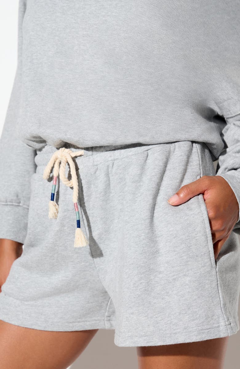 Spiritual Gangster La Vida Long Sleeves Cotton Blend French Terry Romper, Alternate, color, Heather Grey