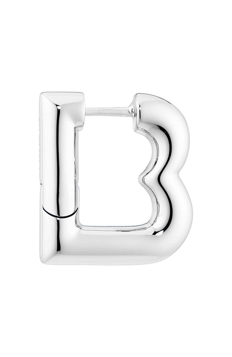 Balenciaga Eisa B XS Hoop Earrings, Alternate, color, Shiny Silver 0926