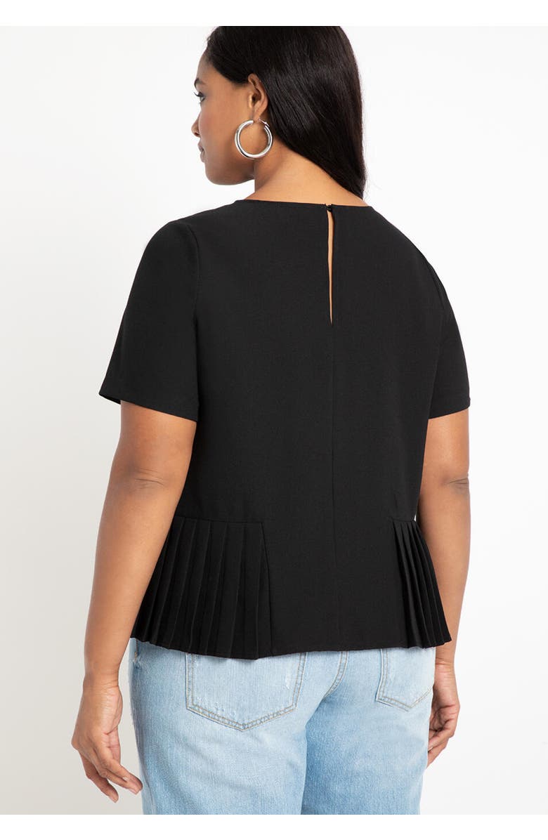 ELOQUII Pleated Hem Top, Alternate, color, Blueberry