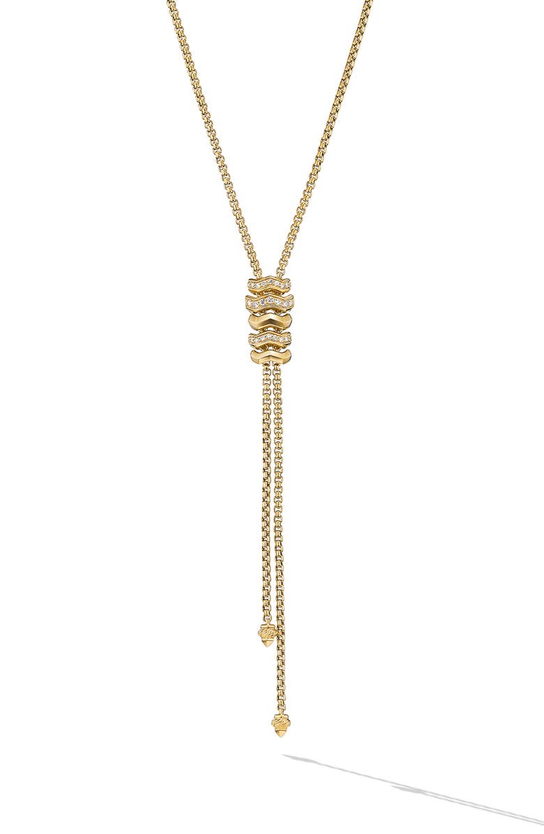 David Yurman Stax Zig Zag Y Necklace with Diamonds, Main, color, 18K Yellow Gold