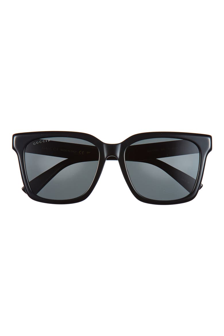 56mm Polarized Square Sunglasses, Main, color, BLACK BLACK GREY