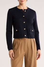 Bruno Magli Merino Wool Crop Cardigan