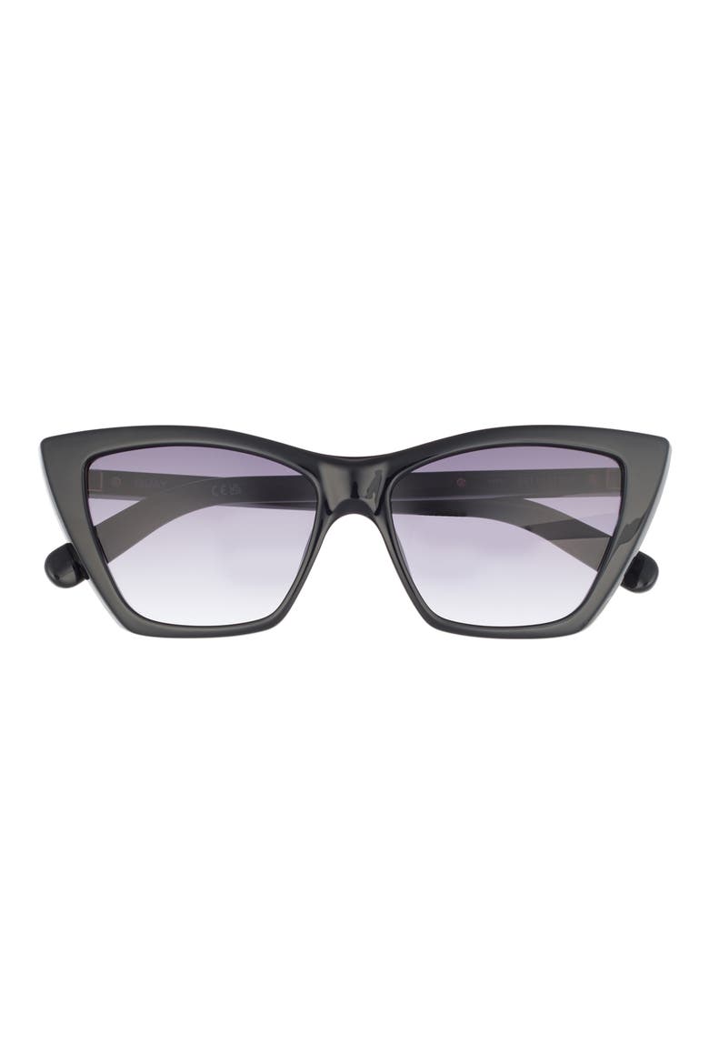 Set in Stone 55mm Cat Eye Sunglasses, Main, color, BLACK/ SMOKE