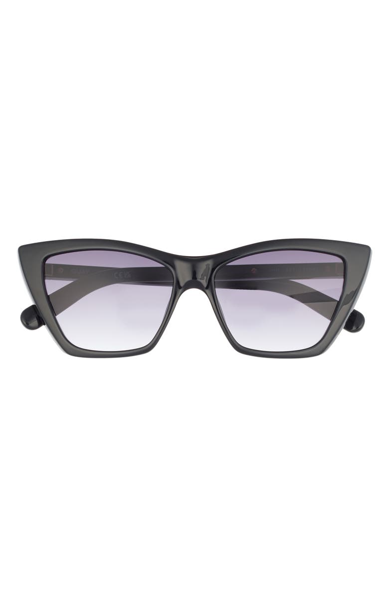 QUAY Set in Stone 55mm Cat Eye Sunglasses, Main, color, Black/ Smoke