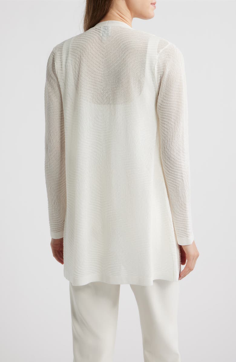 Anne Klein Texture Stitch Sheer Long Cardigan, Alternate, color, White Dove