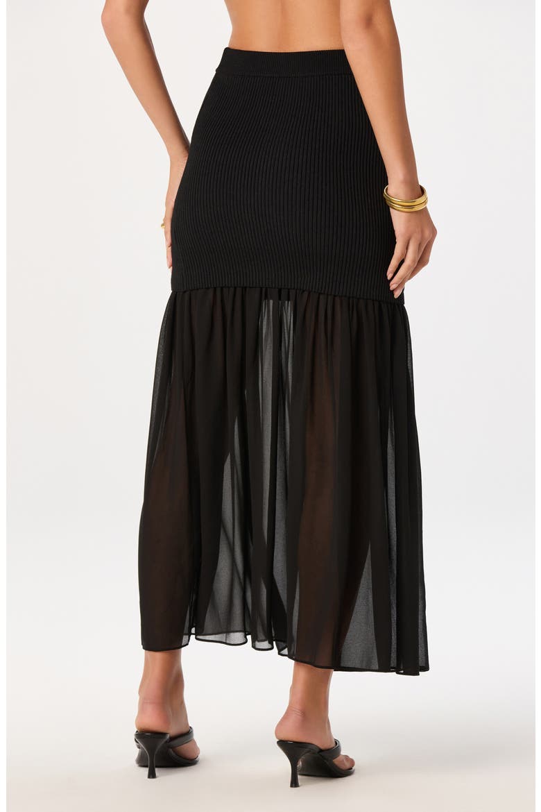 Halie Mixed Media Maxi Skirt, Alternate, color, BLACK