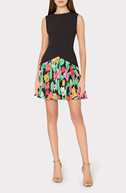 Milly Haddy Tulip Rosette Pleated Sleeveless Minidress In Black