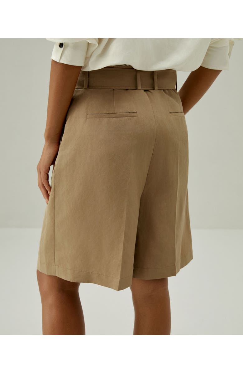 Lilysilk Chic Silk-Linen Blend Bermuda Shorts, Alternate, color, Oak