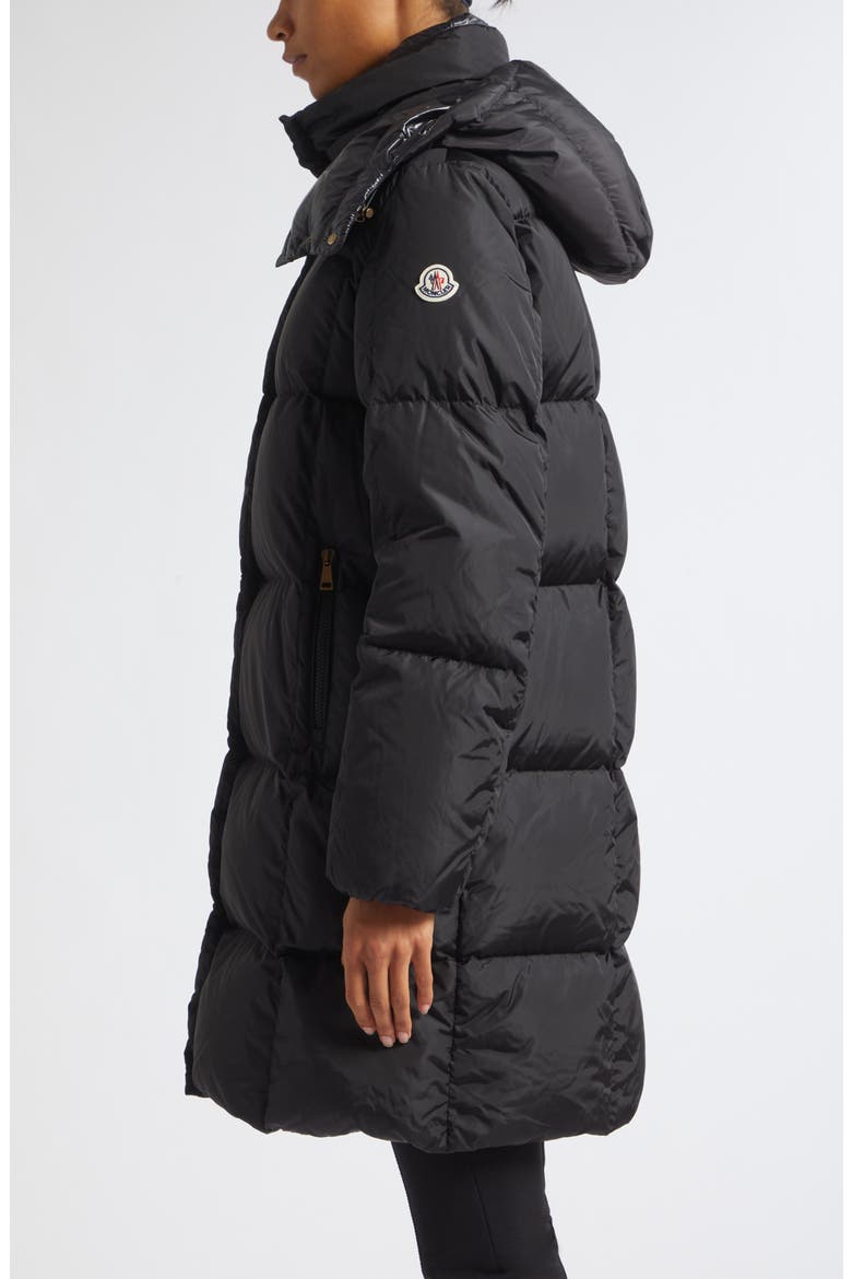 Litte Long Water Repellent Quilted Down Coat, Alternate, color, BLACK