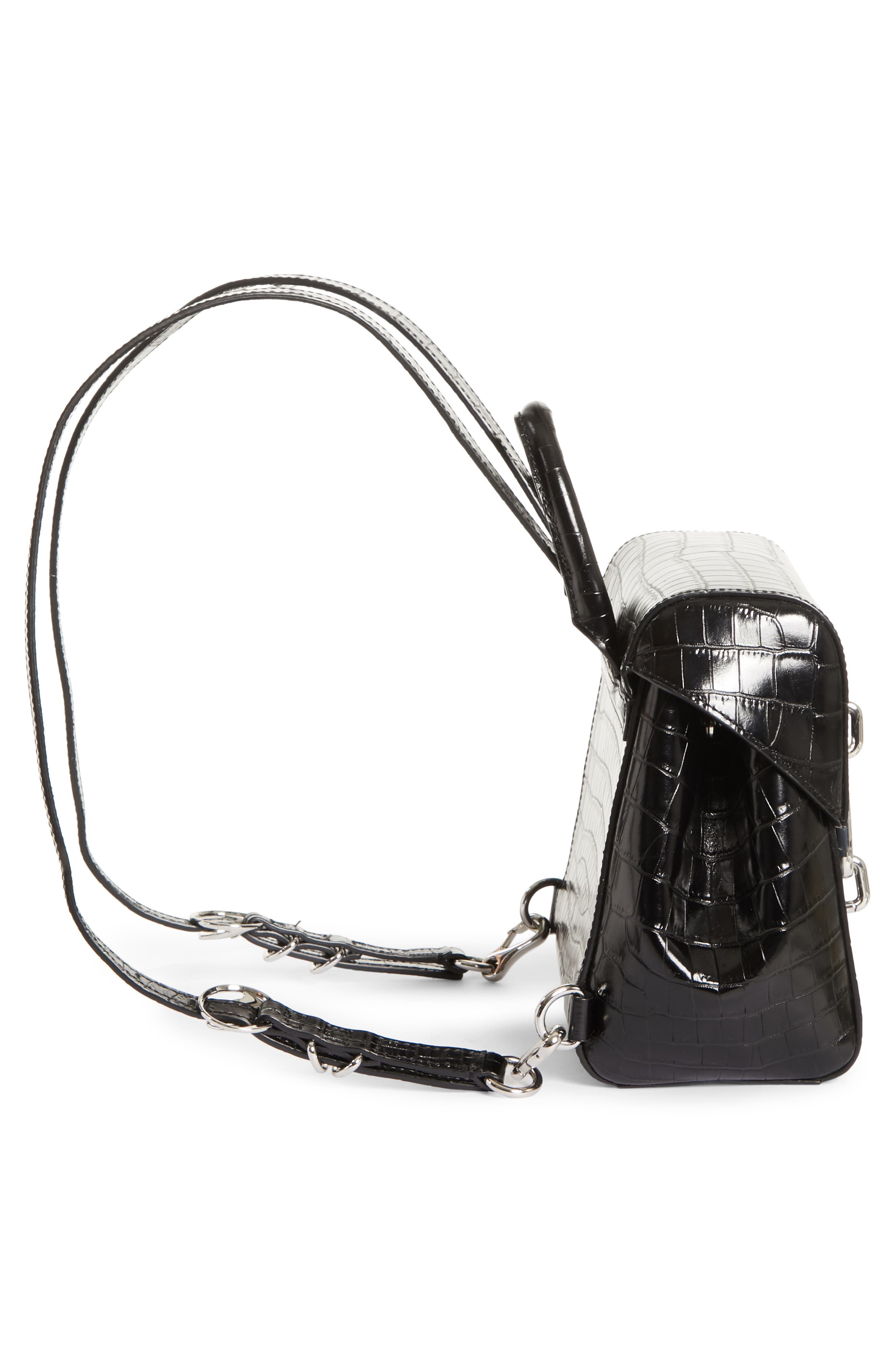 Alexander Wang Hook Mini Croc Embossed Leather Backpack, Alternate, color, 