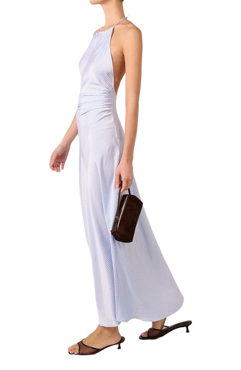 WeWoreWhat Halter Tie Neck Maxi Dress, Alternate, color, Classic Blue Ml
