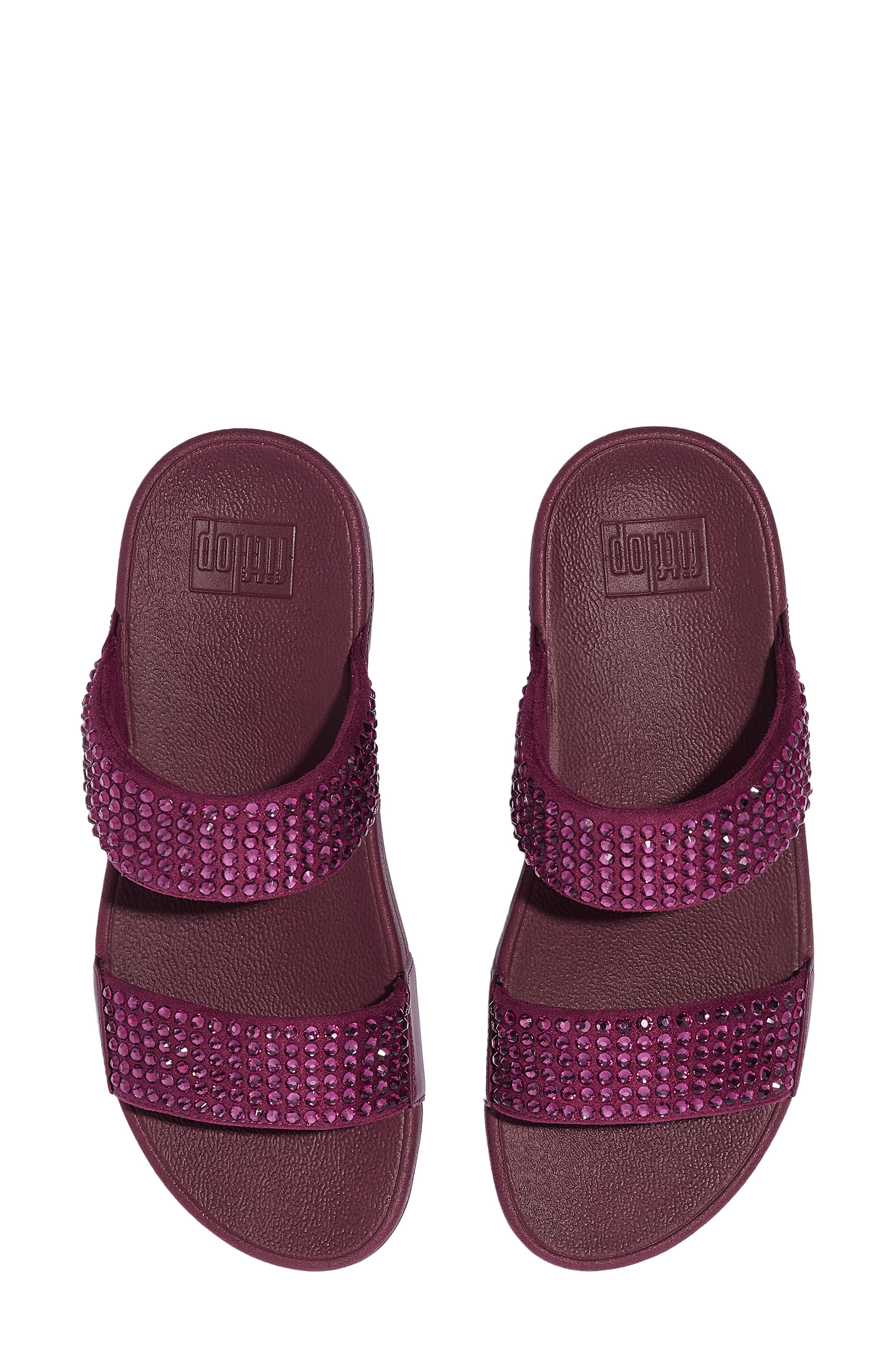 Lulu Maxi Crystal Covered Slide Sandal, Alternate, color, RUBY