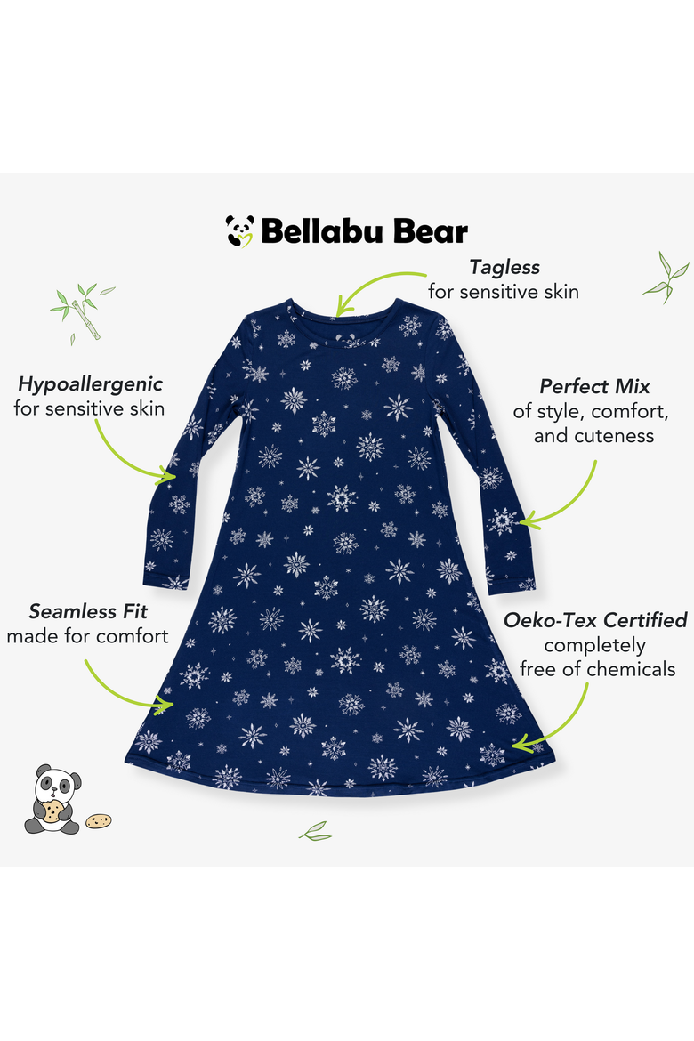Kids' Snowflake Long Sleeve Dress, Alternate, color, Snowflake