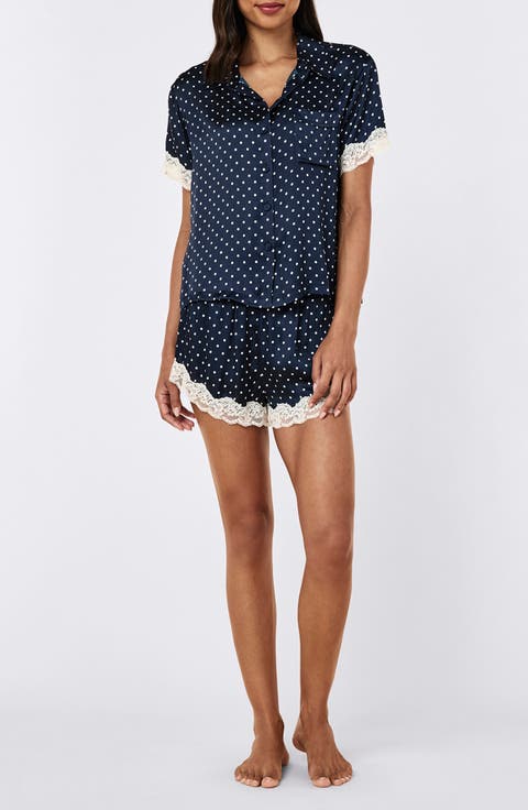 Annabelle Satin Lace Boxer Pajamas