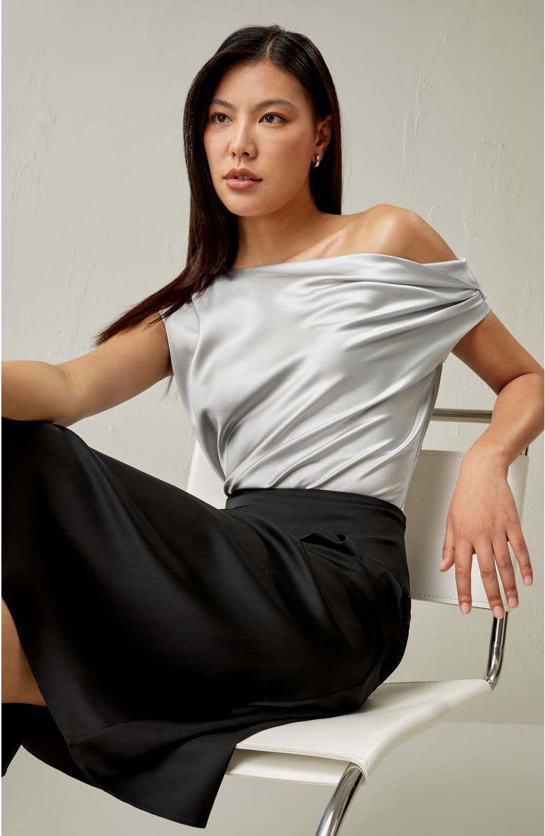 Lilysilk Boat Neck Silk Top, Alternate, color, Silvergray