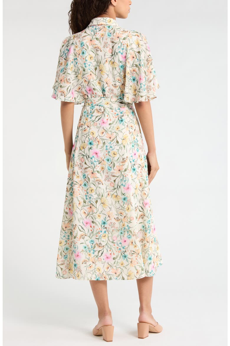 Print Flutter Sleeve Maxi Dress, Alternate, color, ANTIQUE WHITE
