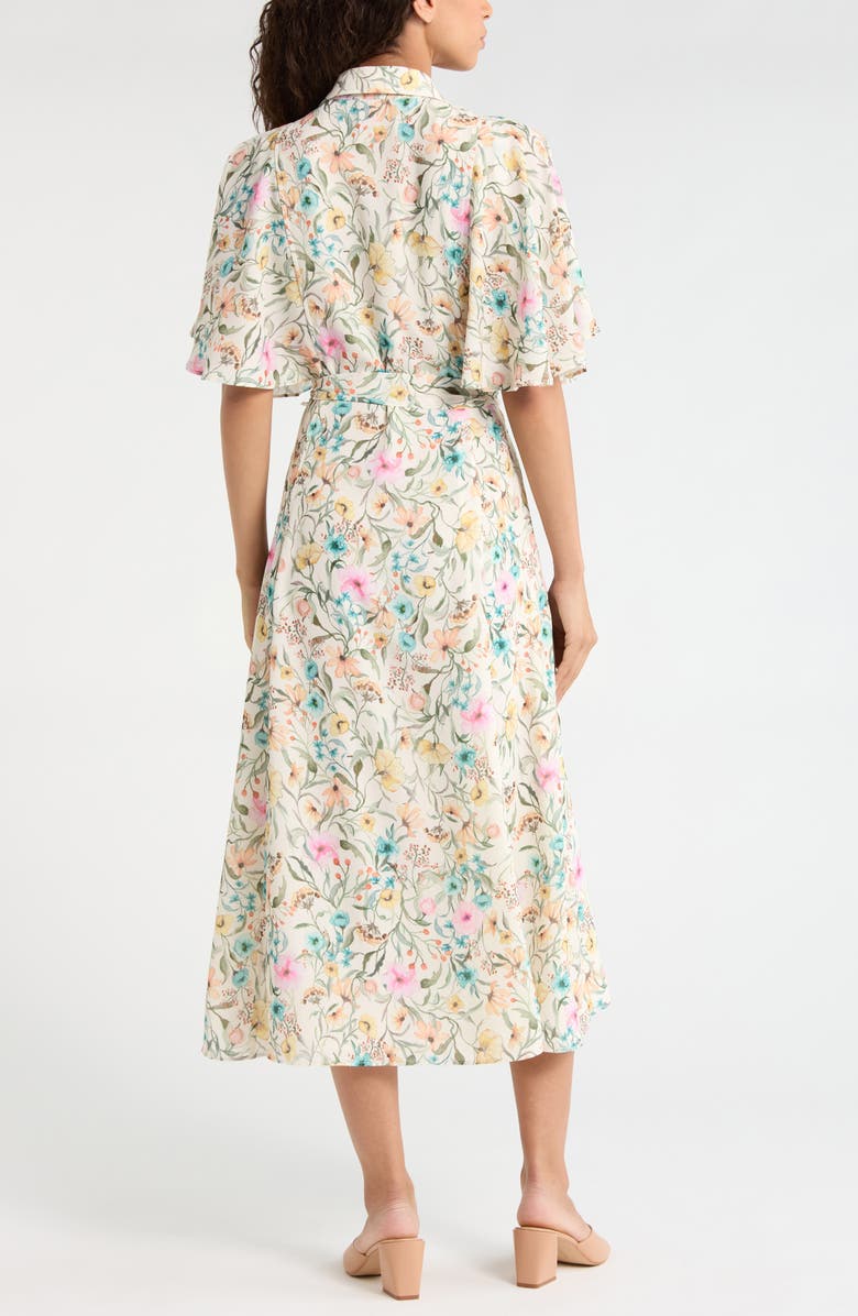 Vince Camuto Print Flutter Sleeve Maxi Dress, Alternate, color, Antique White