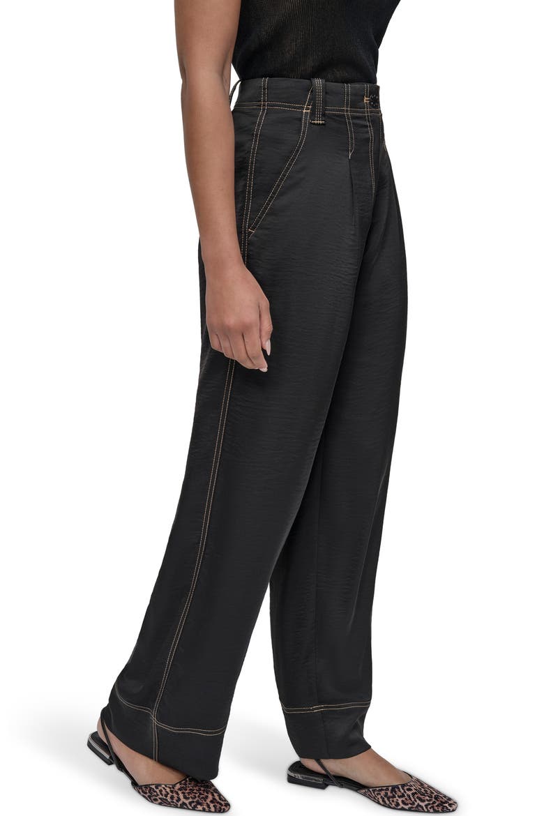 Glazed Contrast Stitch Straight Leg Pants, Alternate, color, BLACK