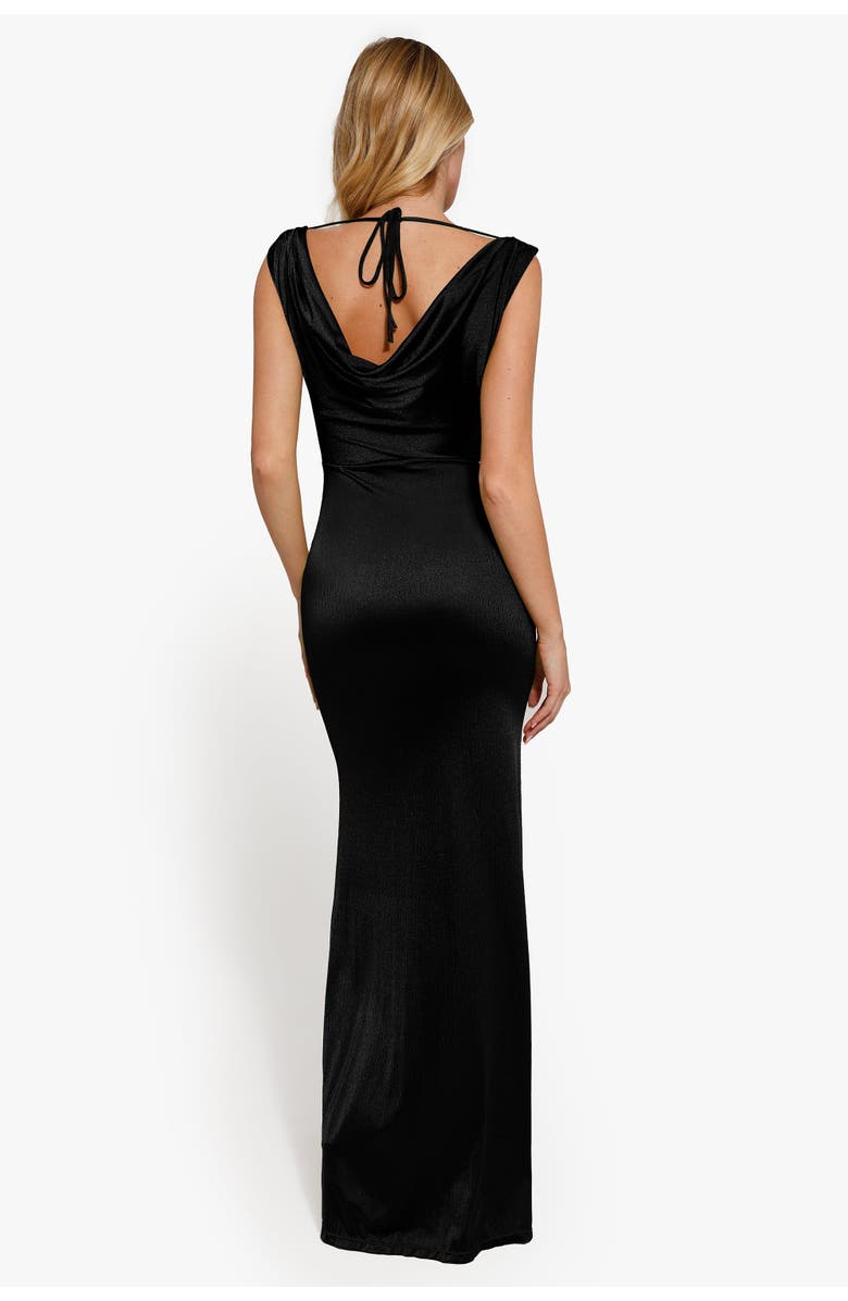 Popilush Shapewear Convertible Shine Sculpting Mermaid Dress, Alternate, color, Midnight Black