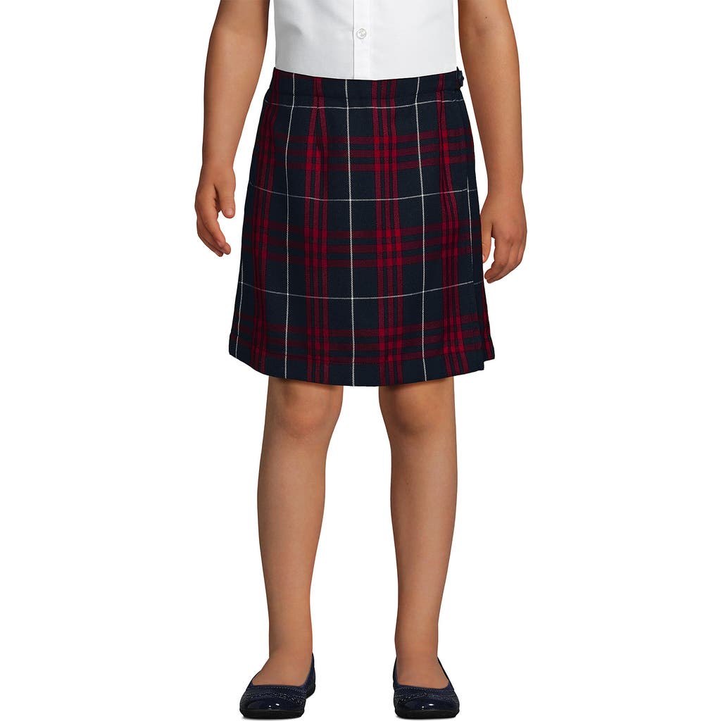 Lands' End School Uniform Girls Plaid A Line Tab Skort Top Of Knee In Multi