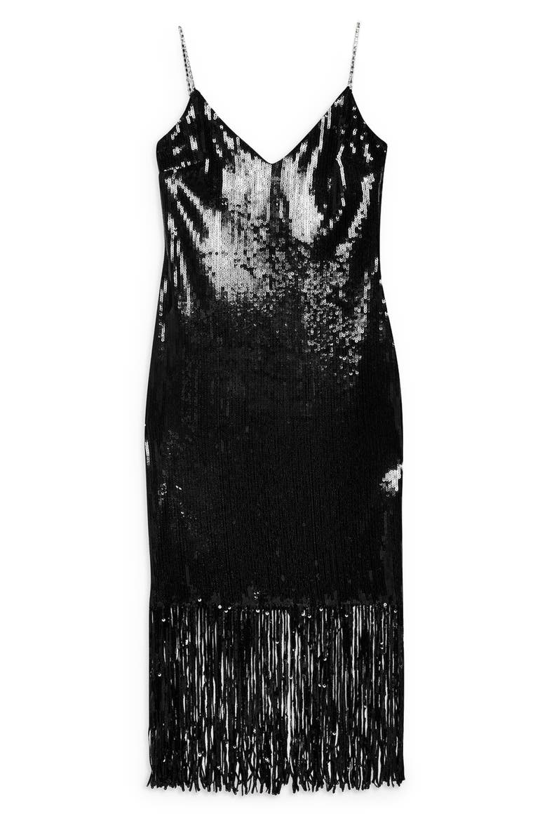 Sequin Fringe Dress, Alternate, color, BLACK