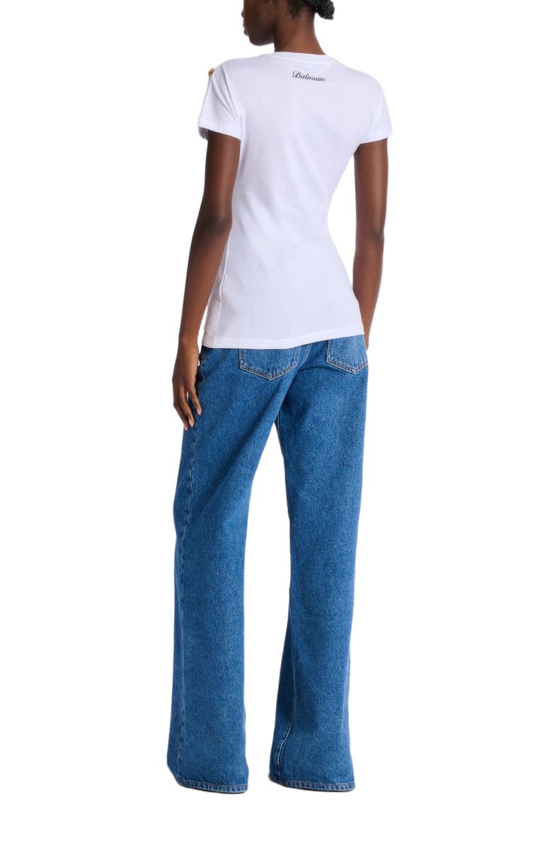 Balmain Short-sleeved draped jersey T-shirt, Alternate, color, White