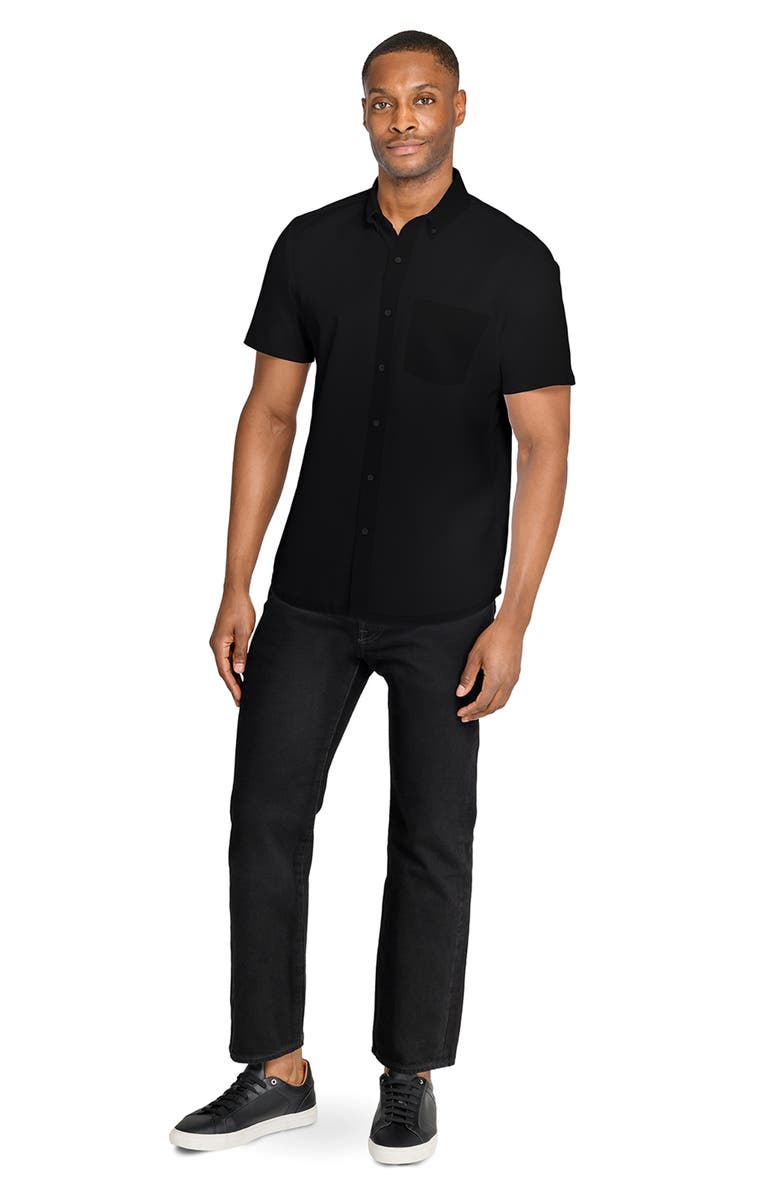W.R.K Hudson Reworked Slim Fit Short Sleeve Button-Down Shirt, Alternate, color, Black