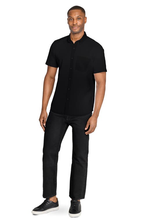 Wrk W.r.k Hudson Reworked Slim Fit Short Sleeve Button-down Shirt In Black