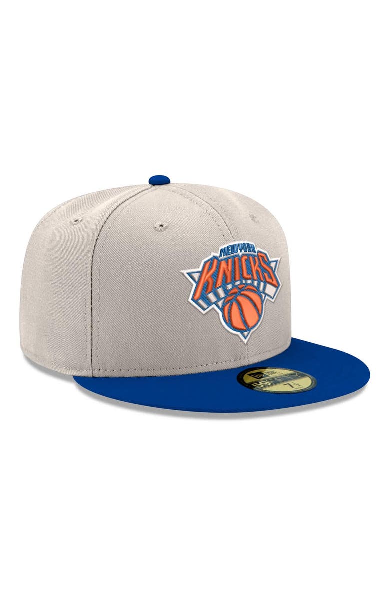 New Era Men's New Era White/Blue New York Knicks Chrome 59FIFTY Fitted Hat, Alternate, color, White