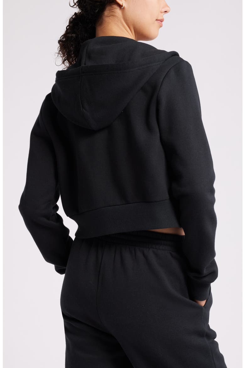 Crop Zip Fleece Hoodie, Alternate, color, BLACK JET