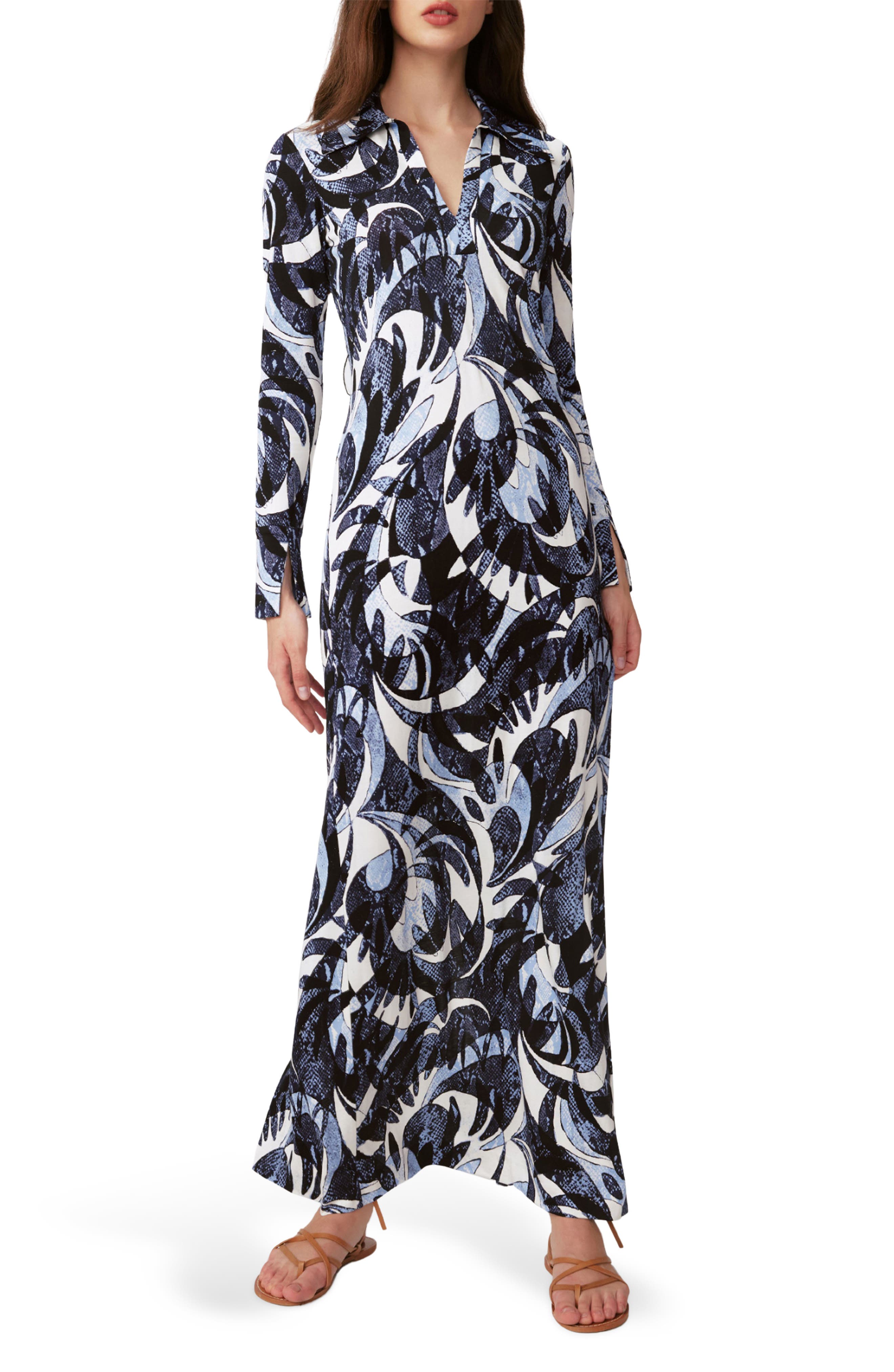 DVF Caprera Long Sleeve Maxi Shirtdress