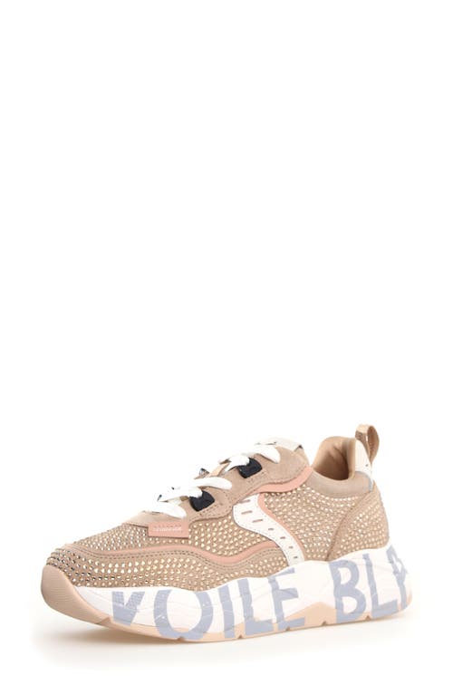Shop Voile Blanche Club105 Sneaker In Beige Strass