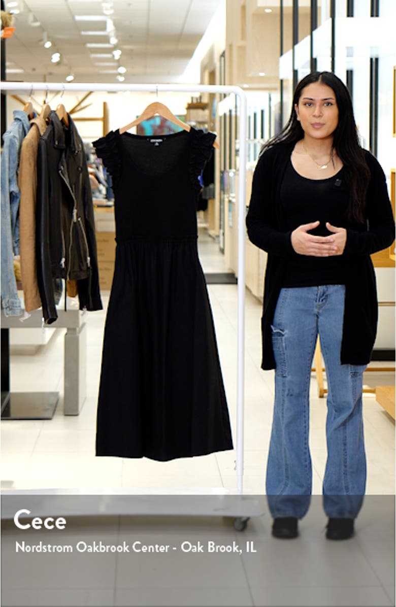 Adela Mixed Media Cap Sleeve Fit & Flare Dress, sales video thumbnail