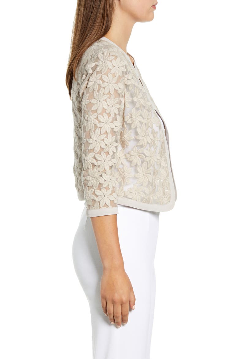 Floral Lace Crop Cardigan, Alternate, color, OYSTER SHELL