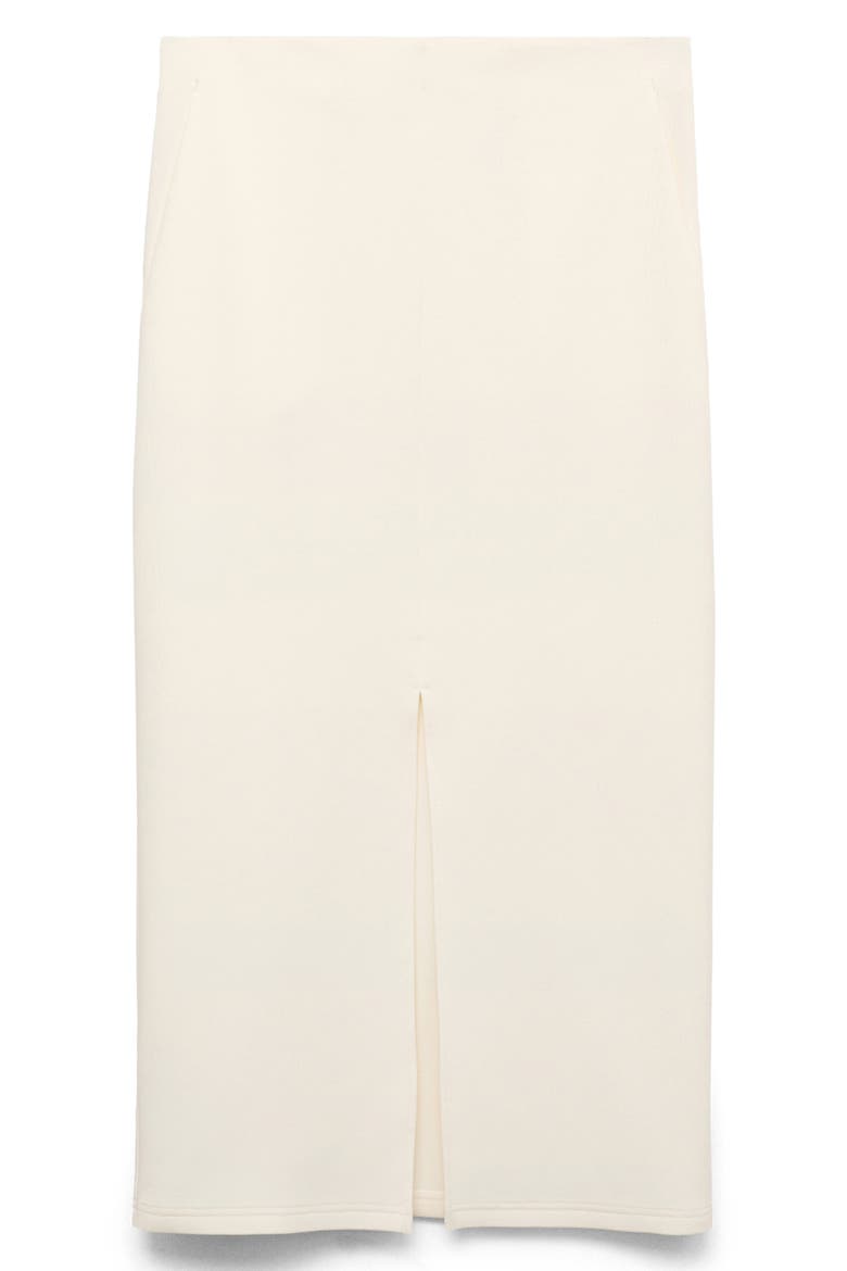 Cotton Midi Skirt with Front Slit, Alternate, color, ECRU