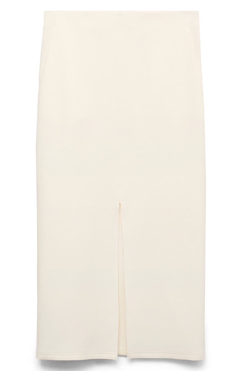 MANGO Cotton Midi Skirt with Front Slit, Alternate, color, Ecru